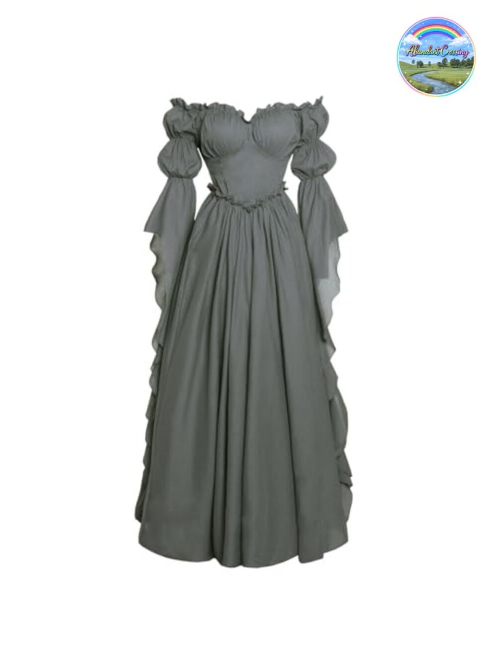 Medieval Renaissance Costume Dress Victorian Women's Off Shoulder Long Gown